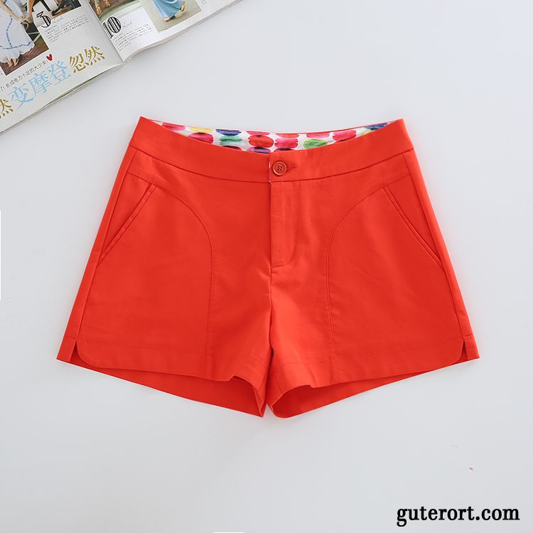 Kurze Hosen Damen Weites Bein Lose Dünn Sommer Neu Hot Pants Orange Weiß Rot