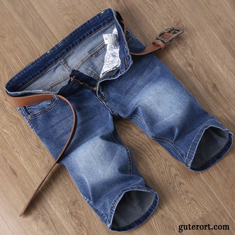 Kurze Hosen Herren Trend Dünn Sommer Schlank Große Größe Jeans Blau Schwarz