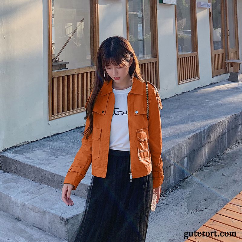 Lederjacke Damen Mode Überzieher Orange