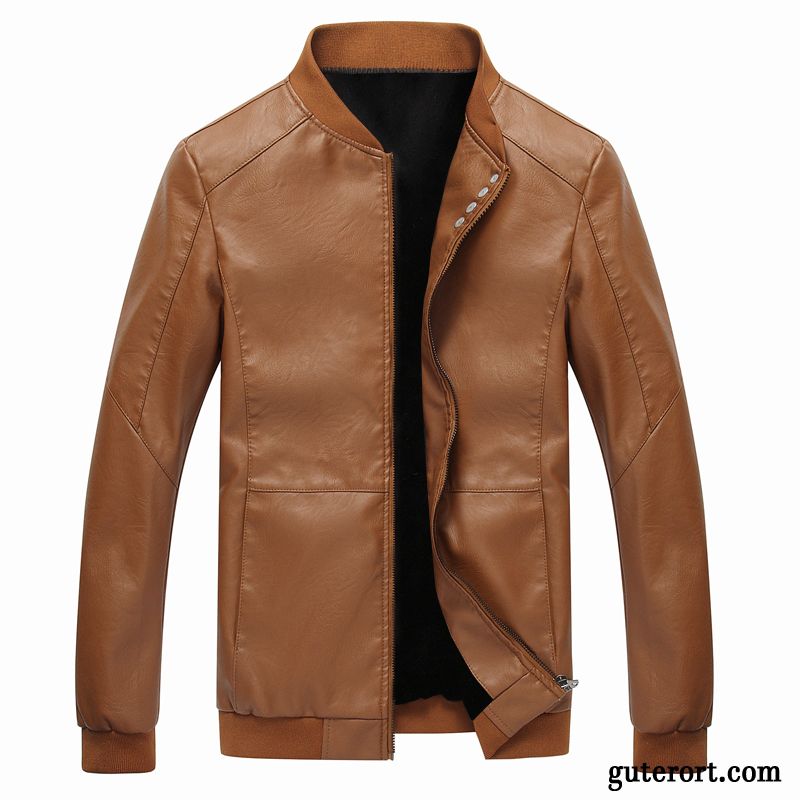 Lederjacke Herren Trend Neu Jugend Europa Winter Verdickung Gelb