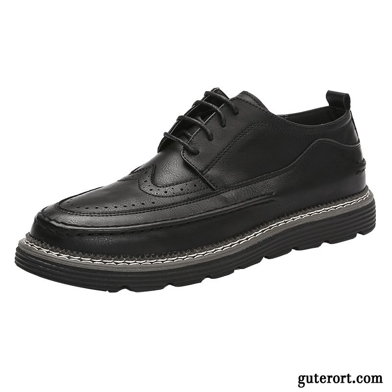 Lederschuhe Herren Casual Neue Allgleiches Trend Europa Jugend Schwarz