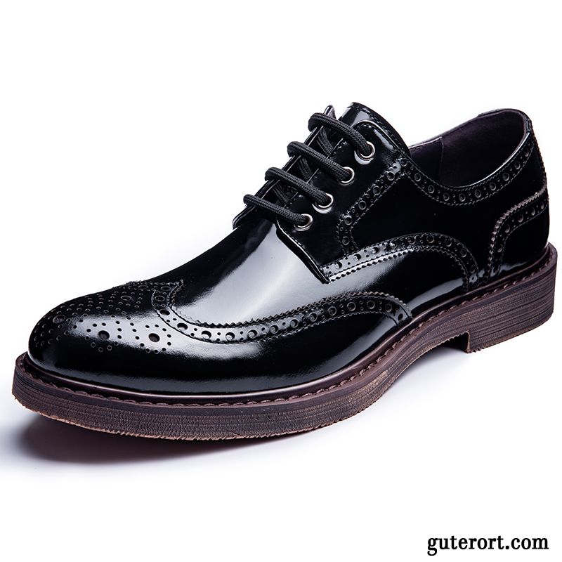 Lederschuhe Herren England Trend Lederschue Echtleder Retro Geschäft Mischfarben Schwarz