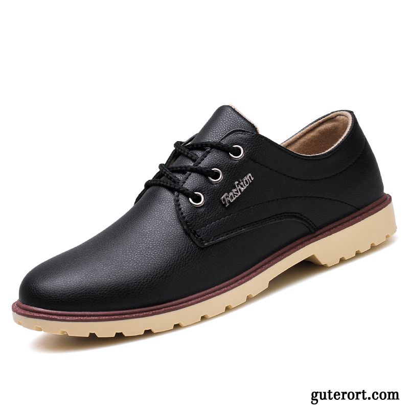 Lederschuhe Herren Geschäft Neue Atmungsaktiv Trend Casual Europa Schwarz