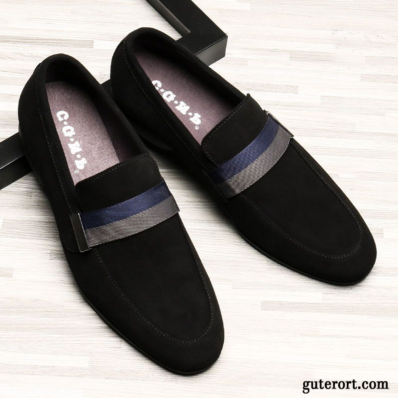 Lederschuhe Herren Slip-on Lederschue Faul Casual Feder Sommer Schwarz