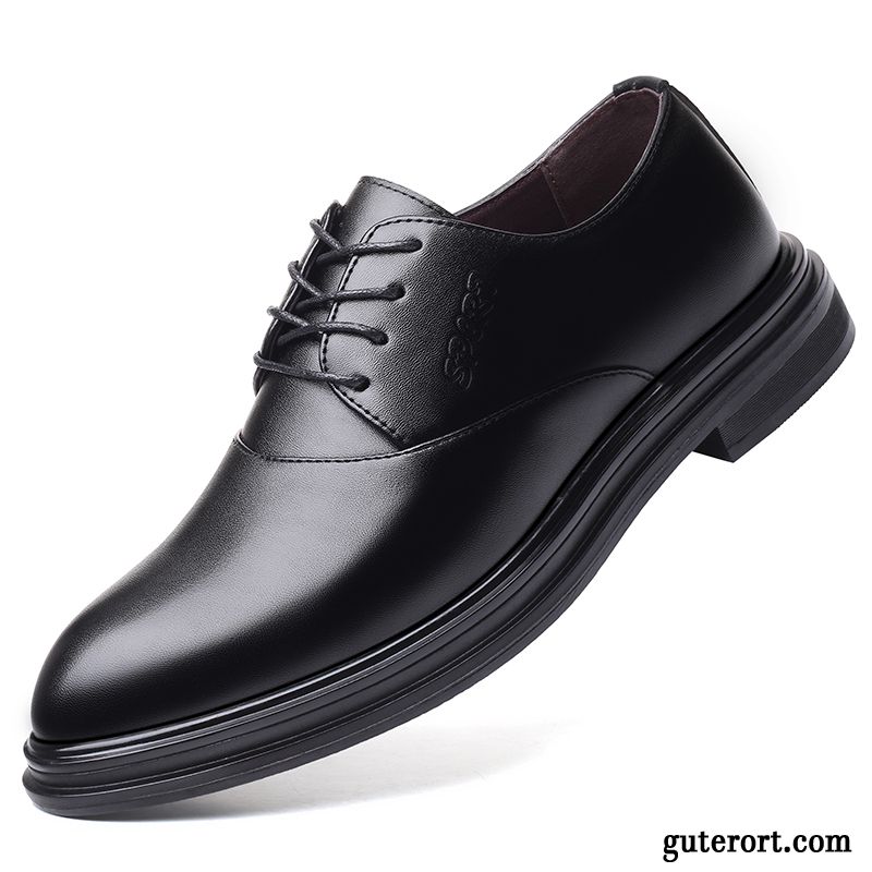 Lederschuhe Herren Spitze Casual Geschäft Echtleder Europa Trend Schwarz