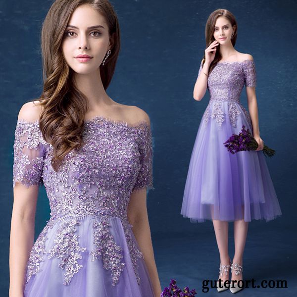 Mode Sommerkleider Günstig, Damen Kleid Blau Violett