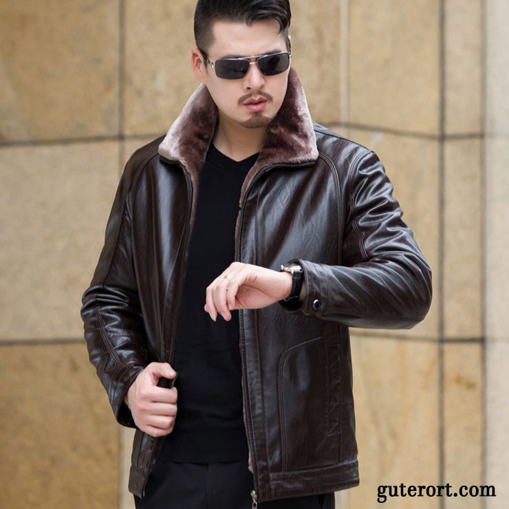 Moderner Lederjacke Herren Gelb, Lederjacke Grau Slim Fit Rabatt