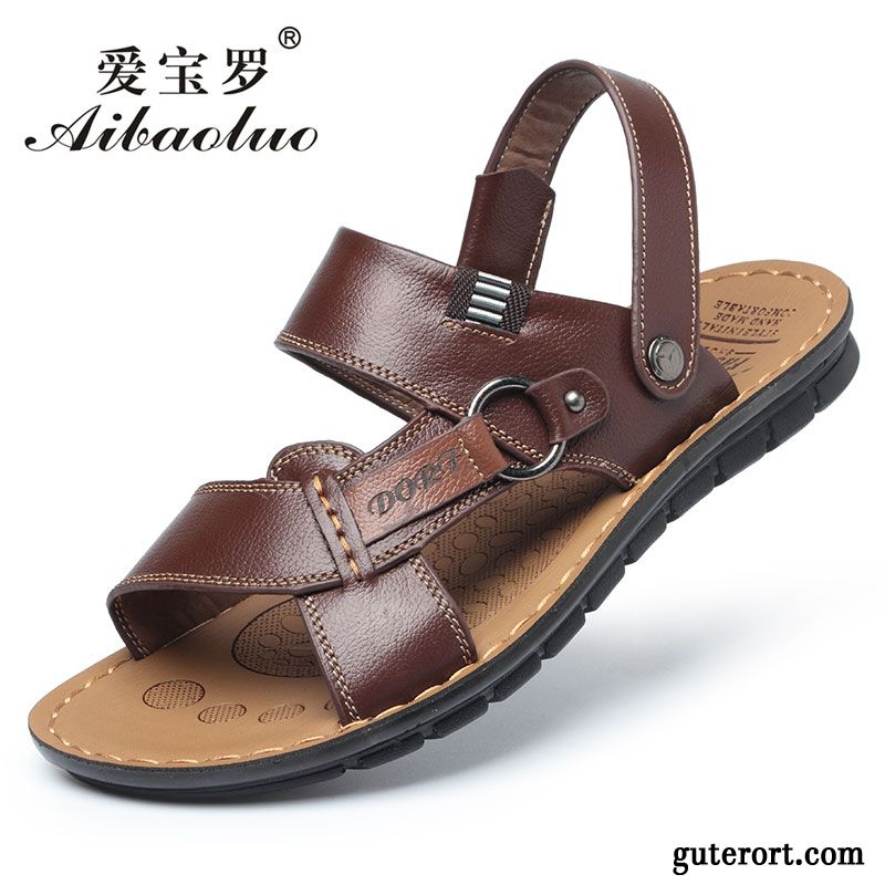 Männer Sandalen Leder Billig, Trekking Sandalen Leder Herren Dunkelbraun