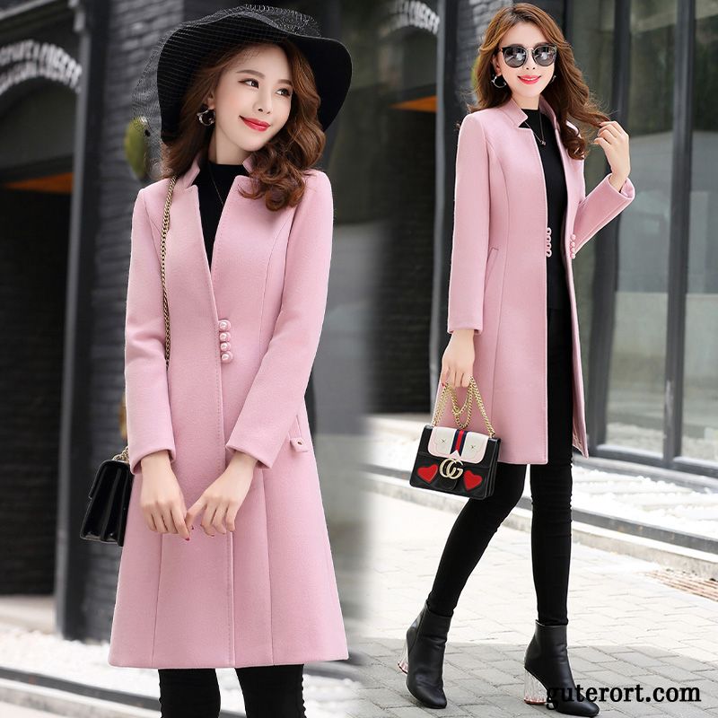 Mäntel Damen Einfach Herbst Überzieher Elegant Trend Mode Rosa