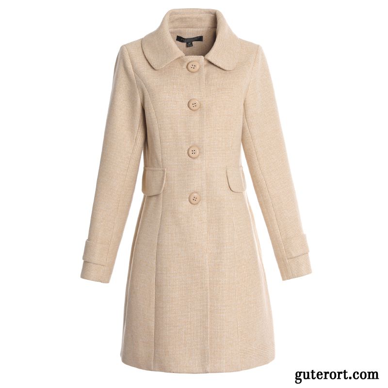 Mäntel Damen Herbst Mantel Lose Winter Überzieher Mäntel Wolle Rosa Beige