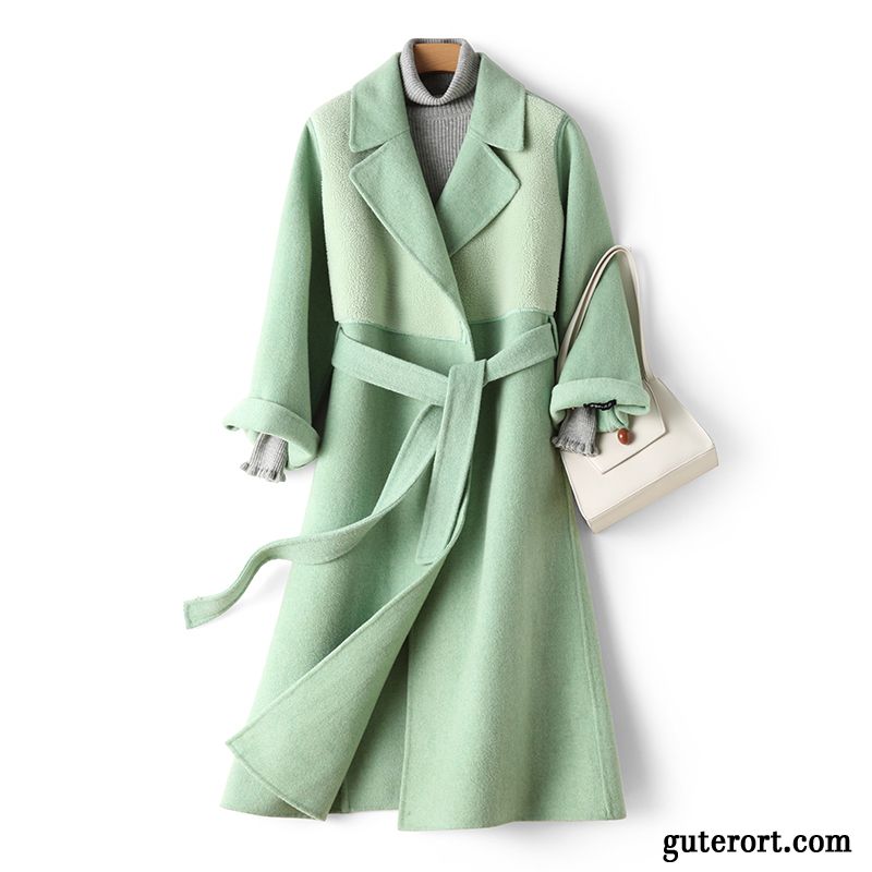 Mäntel Damen Mode Wolle Spleißen Anzüge Allgleiches Überzieher Grün