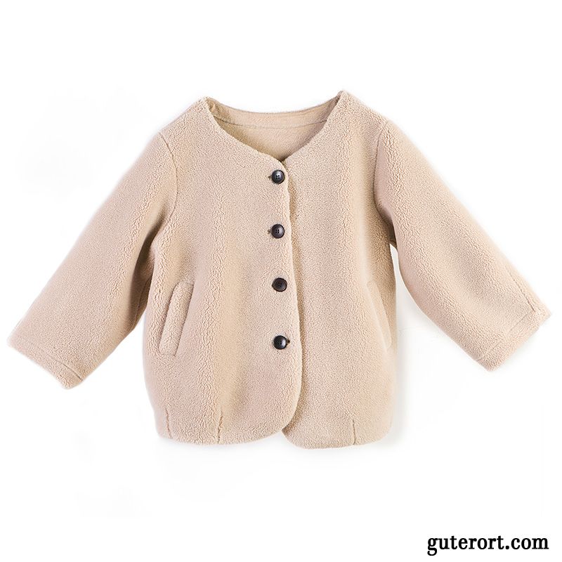 Mäntel Damen Überzieher Winter Kurzer Absatz Warme Gemütlich Leder Beige Farbe