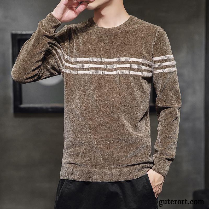 Pullover Herren Trend Jugend Strickwaren Neu Herbst Lange Ärmel Mischfarben Hell