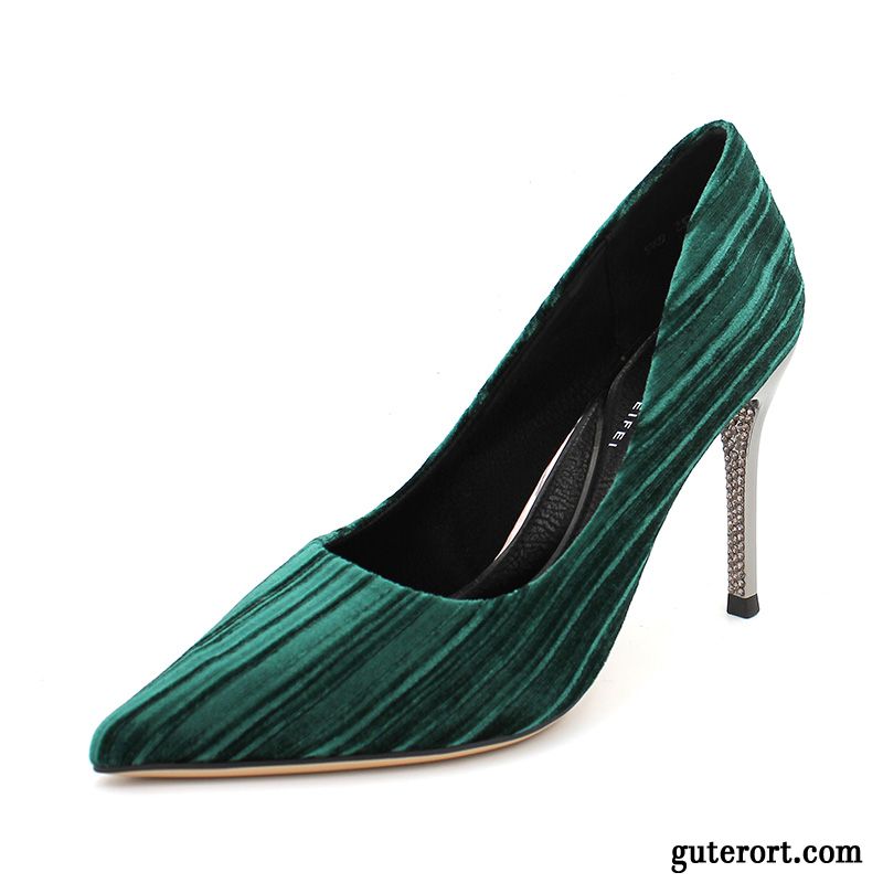 Pumps Damen Dünne Fersen Neue Temperament Sexy Herbst Schnürschuhe Grün Nackte Farbe