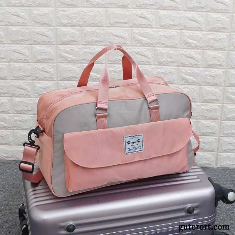 Reisetasche Damen Reisen Rucksack Herren Kurz Mesh Große Kapazität Rosa Rot