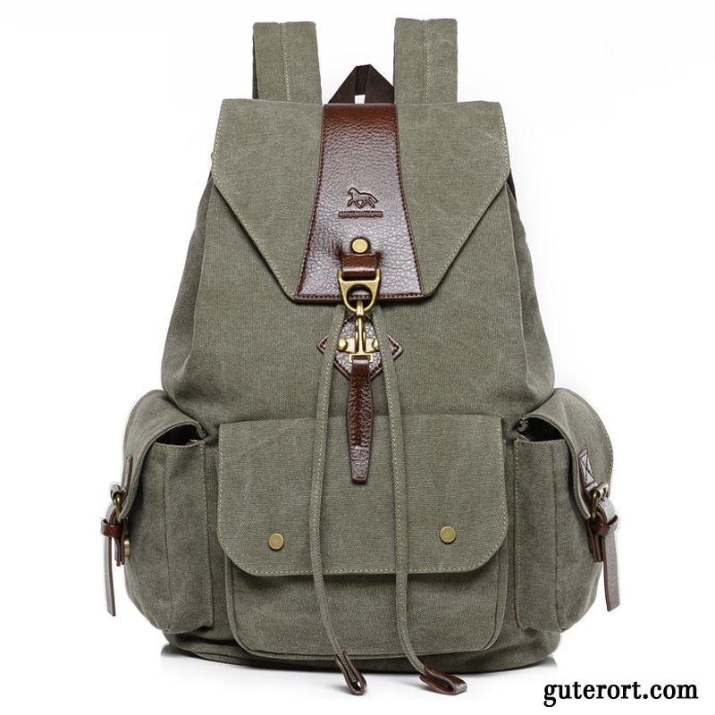 Reisetasche Herren Einfach Freizeit Rucksack Schnalle Schultasche Reisen Army Grün