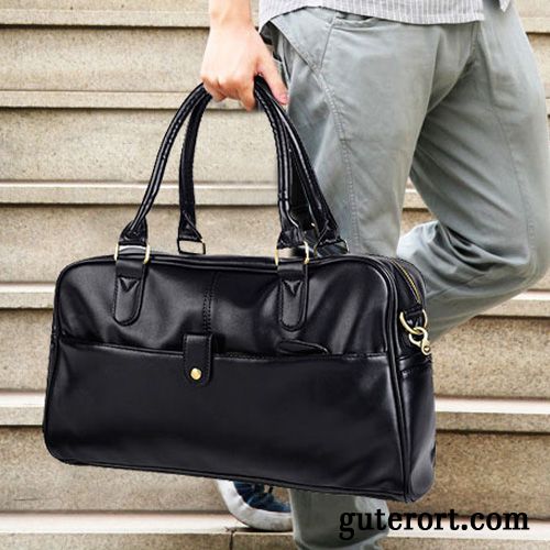 Reisetasche Herren Freizeit Umhängetasche Leder Reisen Trend Business Schwarz