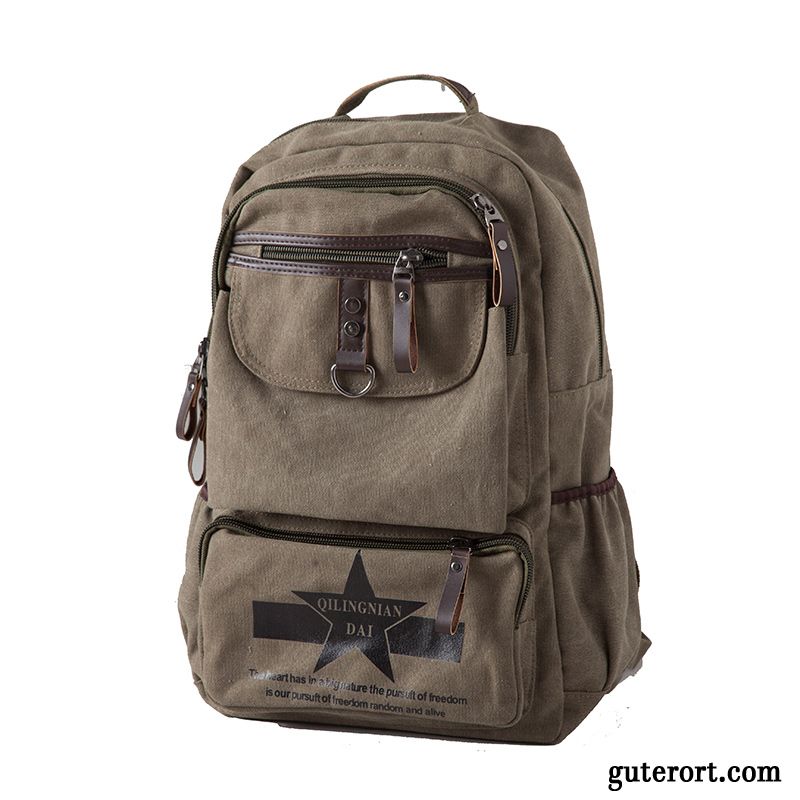 Reisetasche Herren Rucksack Damen Wander Leinwand Freizeit Reisen Khaki Hell