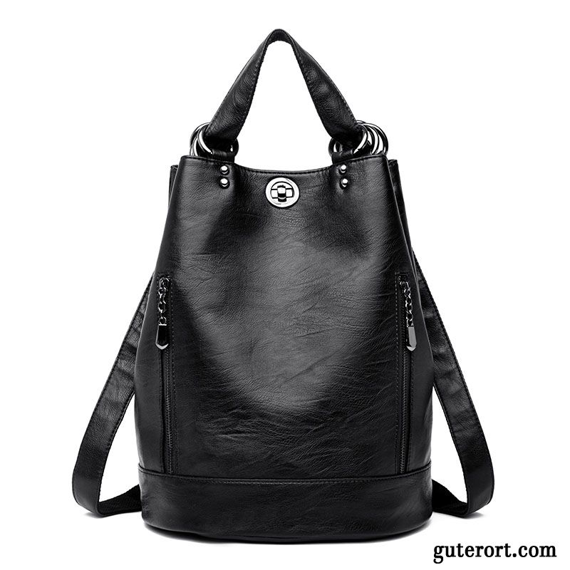 Rucksäcke Damen 2019 Rucksack Neu Tasche Freizeit Weiches Leder Schwarz