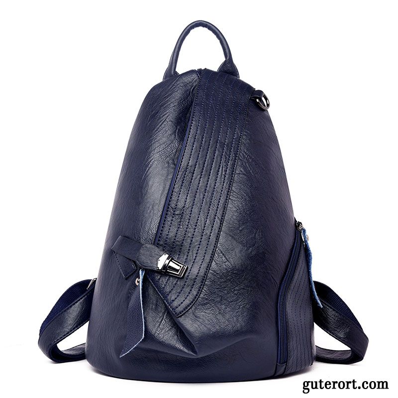 Rucksäcke Damen 2019 Schafsleder Persönlichkeit Trend Tasche Rucksack Blau