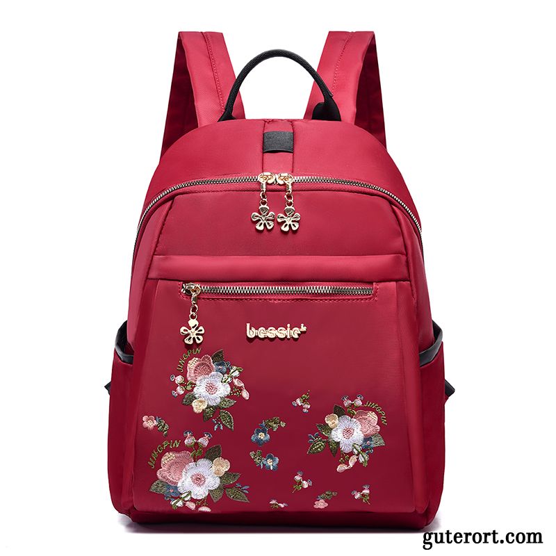 Rucksäcke Damen Diebstahlsicherung Rucksack All Match Stoff Tasche Reisen Rot