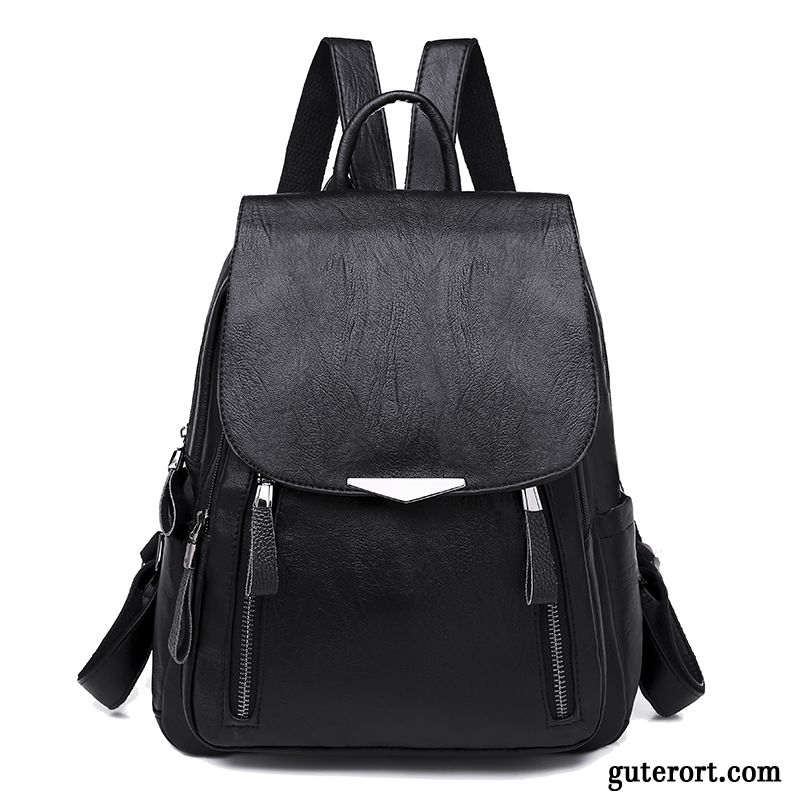 Rucksäcke Damen Große Kapazität Retro Rucksack Tasche All Match 2018 Schwarz