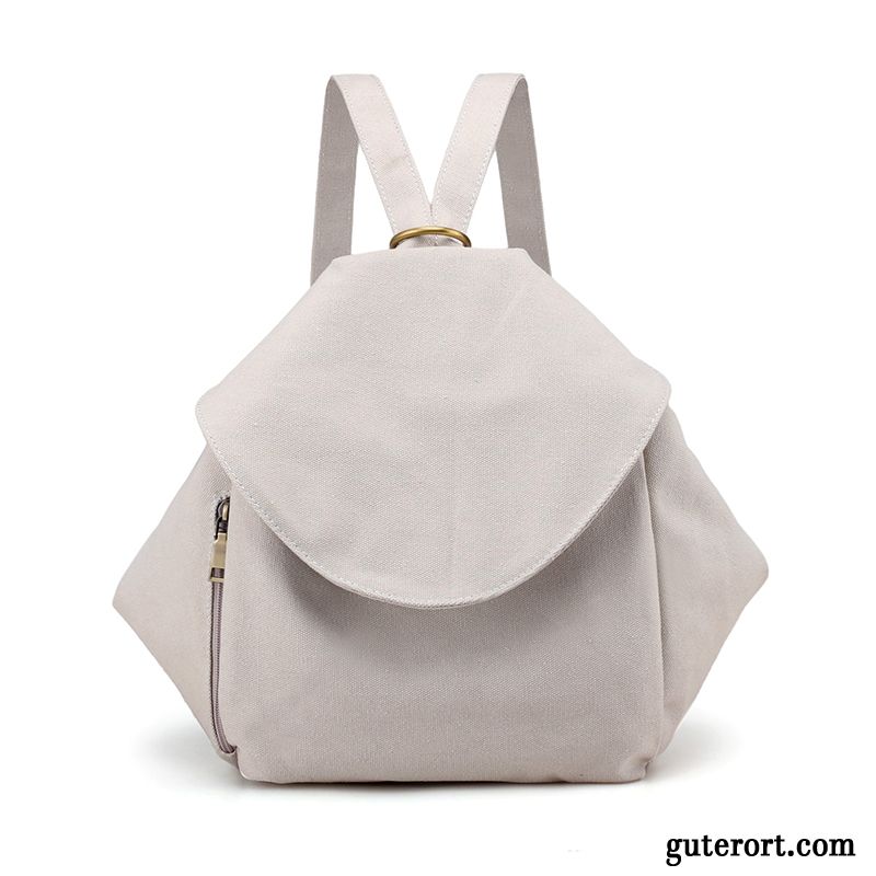 Rucksäcke Damen Rucksack All Match Freizeit Mini Trend Leinwand Weiß Beige