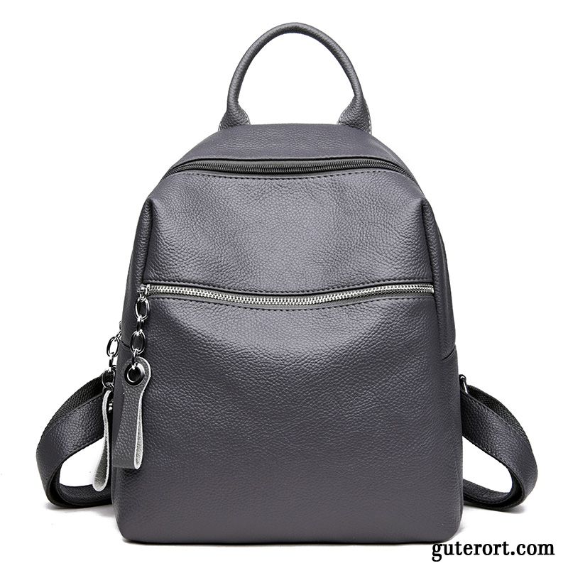 Rucksäcke Damen Rucksack Weiches Leder Rindsleder Echt Leder Top Leder Neu Grau