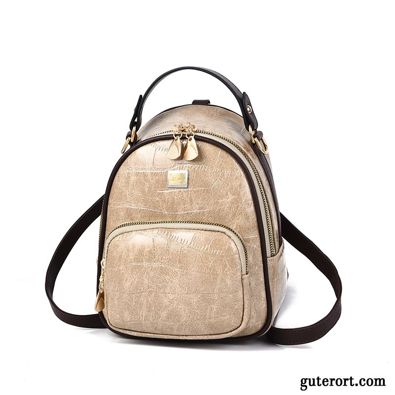 Rucksäcke Damen Tasche Weiches Leder 2019 Rucksack Mode Mini Beige Farbe