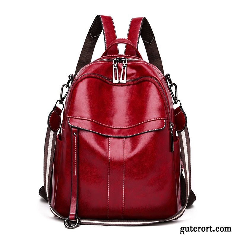 Rucksäcke Damen Trend 2019 Rucksack Mini Echt Leder Mode Rot