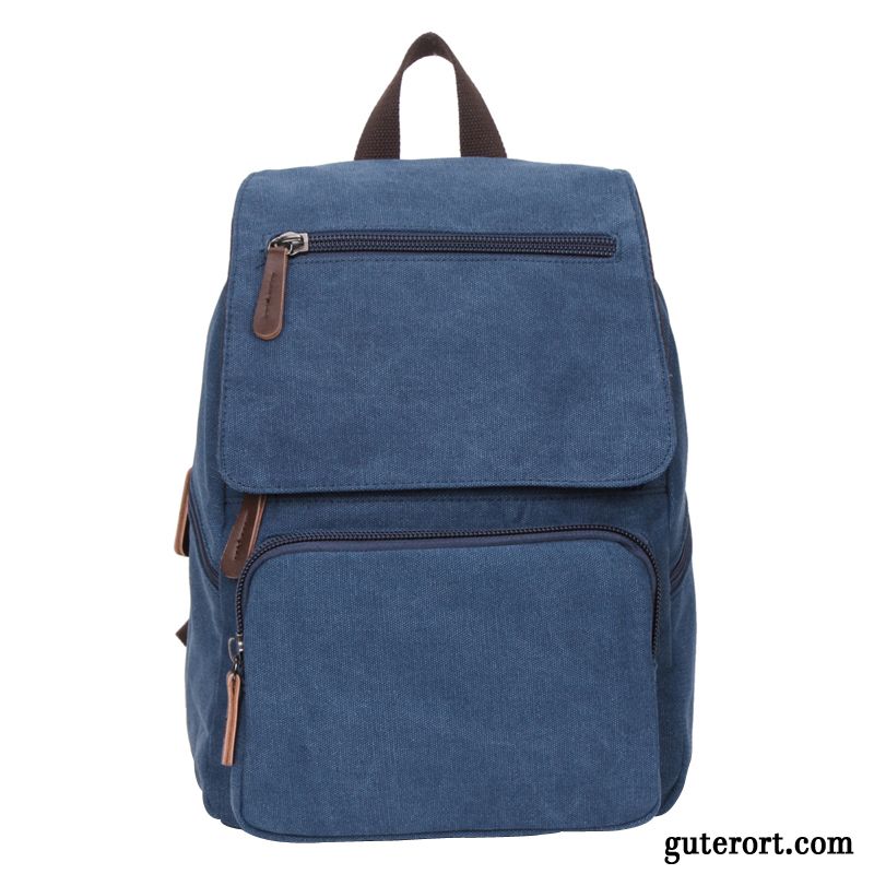 Rucksäcke Herren Mini Freizeit Leinwand Tasche Reisen Schultasche Blau