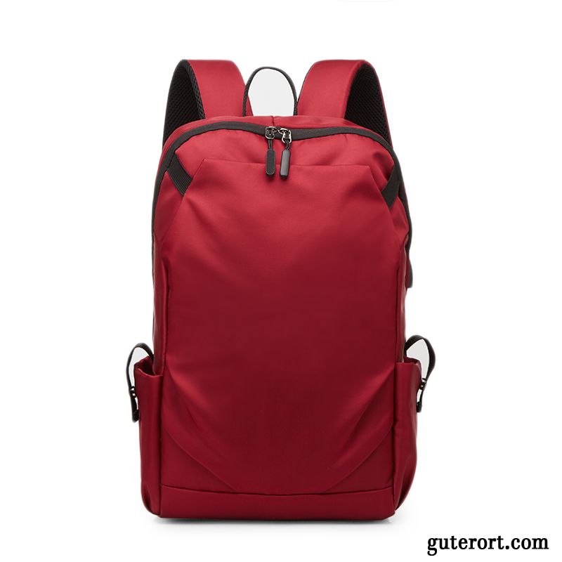 Rucksäcke Herren Trend Computer Tasche Rucksack Freizeit Reisen Einfach Beige Rot