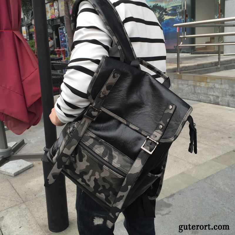 Rucksäcke Herren Trend Rucksack Mini Damen Schultasche Persönlichkeit Camouflage Schwarz