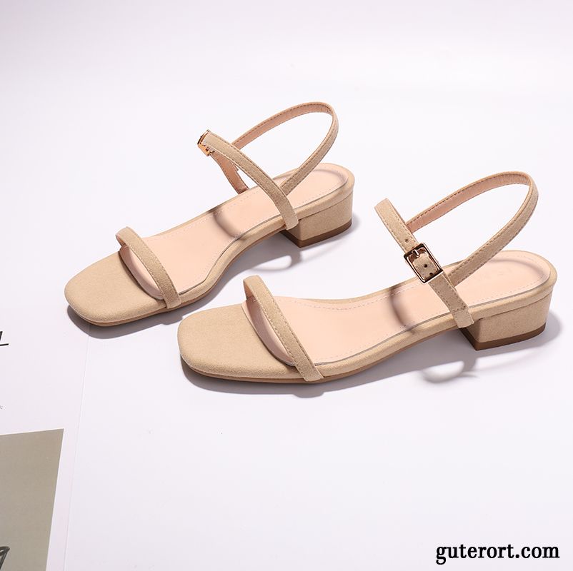 Sandalen Damen Allgleiches Flache Trend Neue Große Größe Dick Beige Farbe Rot