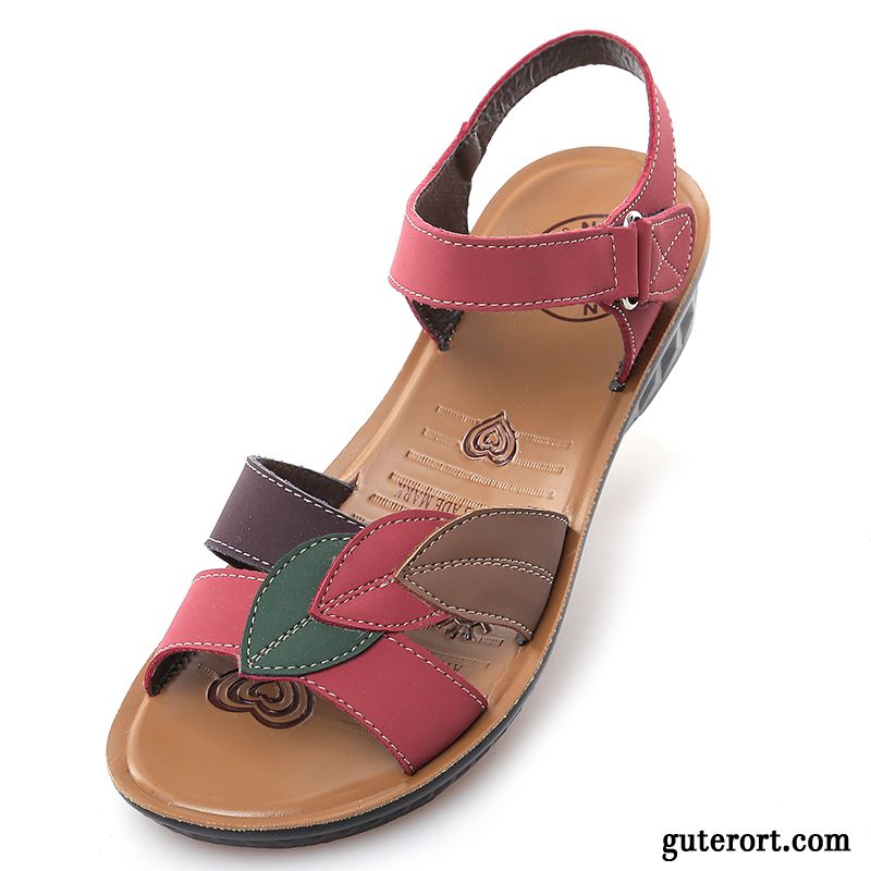 Sandalen Damen Elegant Flach Rosarot, Damenschuhe Sandaletten Sale