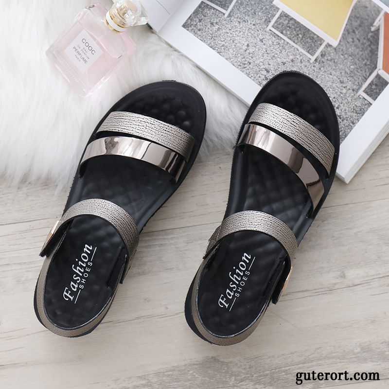 Sandalen Damen Mode Neue Schuhe Sommer Flache Allgleiches Grau