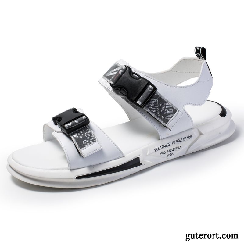 Sandalen Herren Atmungsaktiv Sommer Geschäft Europa Trend Schuhe Sandfarben Weiß