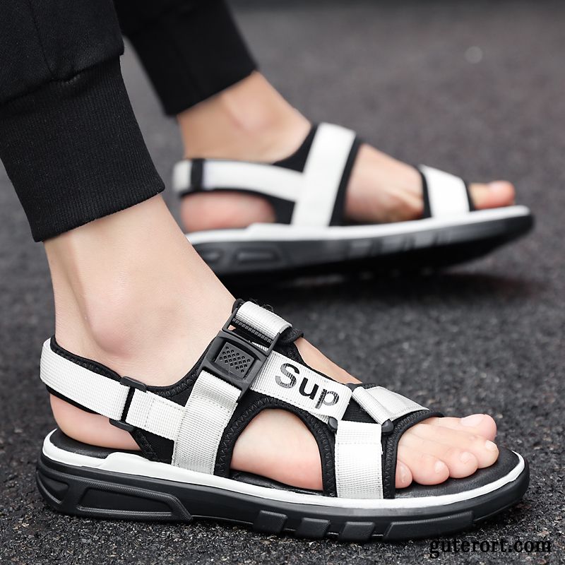 Sandalen Herren Casual Mode Sommer Allgleiches Trend Neue Sandfarben Weiß Schwarz