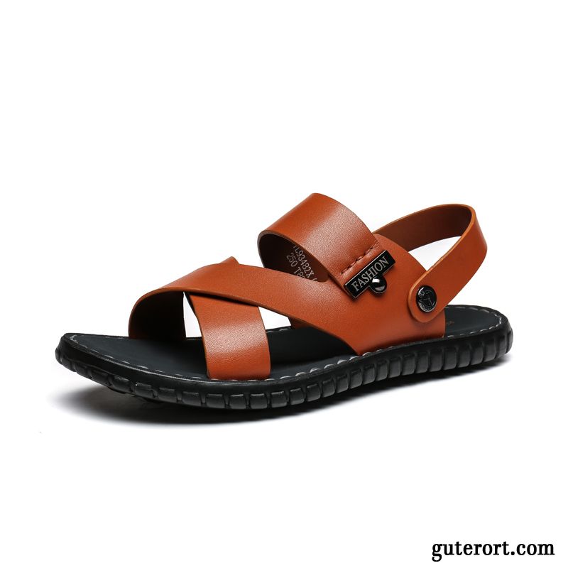 Sandalen Herren Draussen Casual Neue Rutschsicher Schuhe Sommer Sandfarben Braun Gelb Rot