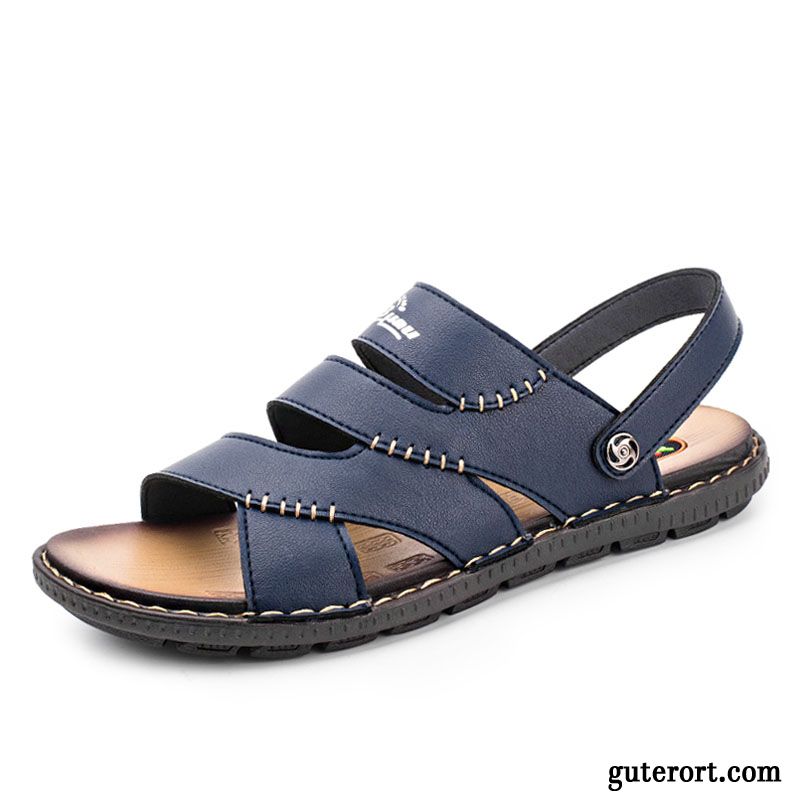 Sandalen Herren Hausschuhe Trend Neue Pantolette Europa Persönlichkeit Sandfarben Blau