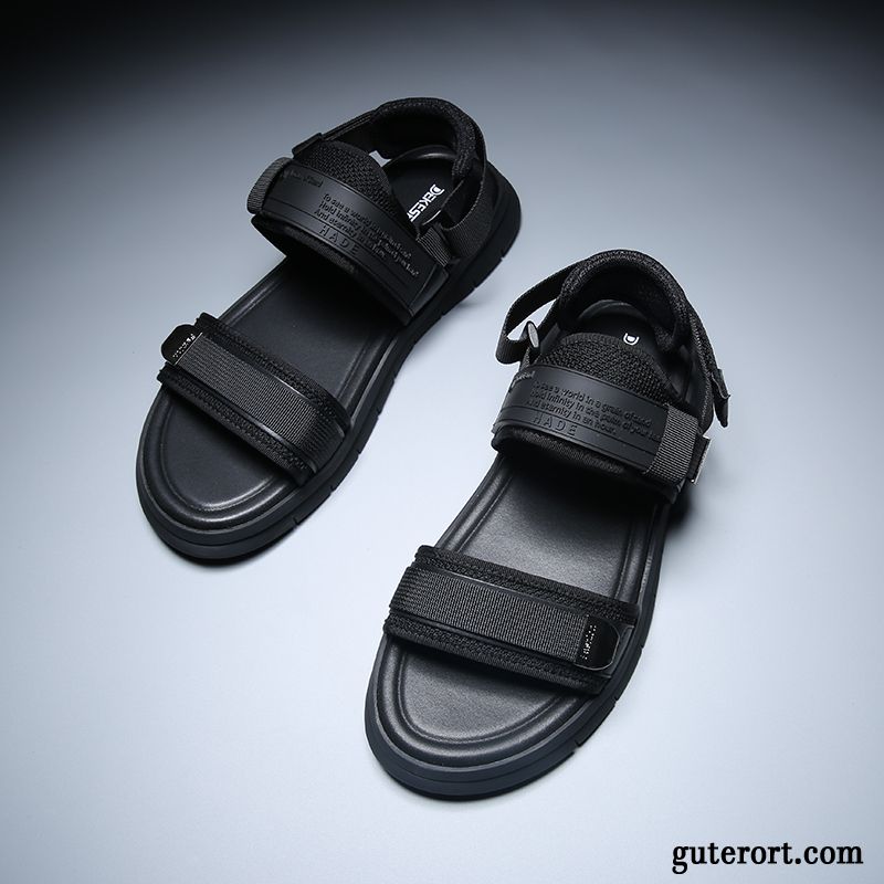 Sandalen Herren Schuhe Einfach Allgleiches Trend Sommer Neue Sandfarben Schwarz