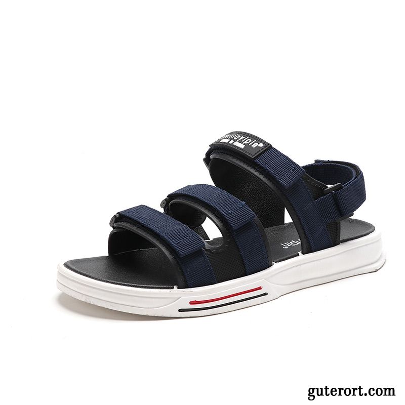 Sandalen Herren Schuhe Teenager Schüler Trend Rutschsicher Europa Dunkelblau Sandfarben