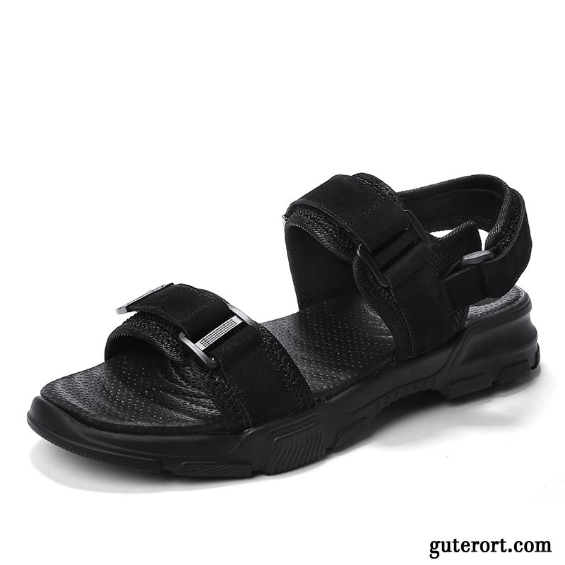 Sandalen Herren Sommer Trend Rom Europa Mode Hausschuhe Sandfarben Schwarz