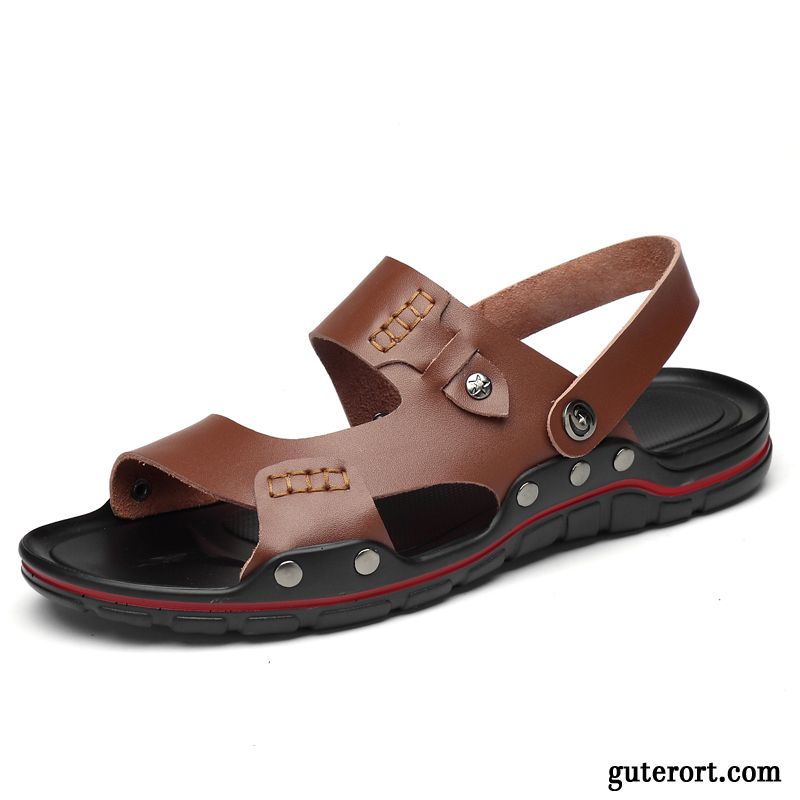 Sandalen Herren Trend Schuhe Sommer Große Größe Atmungsaktiv Sandfarben Braun