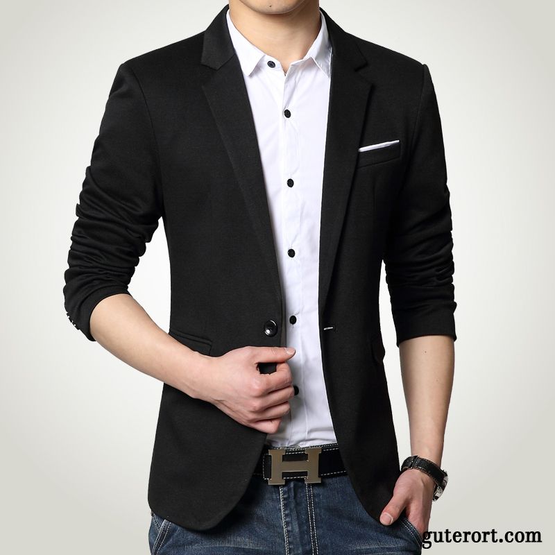 Slim Fit Herren Anzüge, Blazer Schwarz Slim Fit Silber