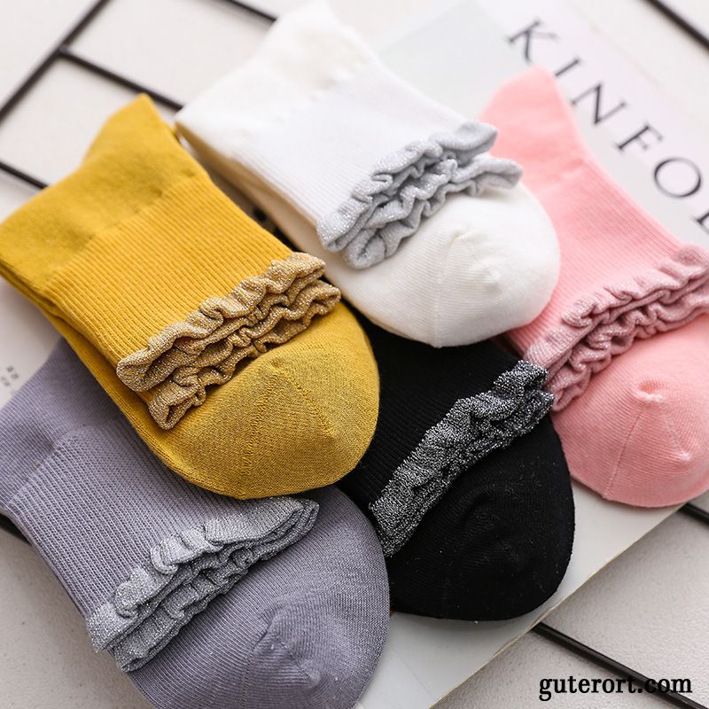 Socken Damen Baumwolle Mid Herbst Frühling Dünne Lange Socke Gelb