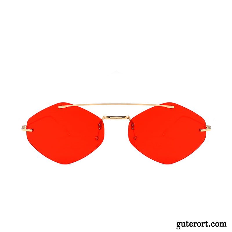 Sonnenbrille Damen Europe Mini Mesh Hip-hop Transparent Sonnenbrillen Gold Rot