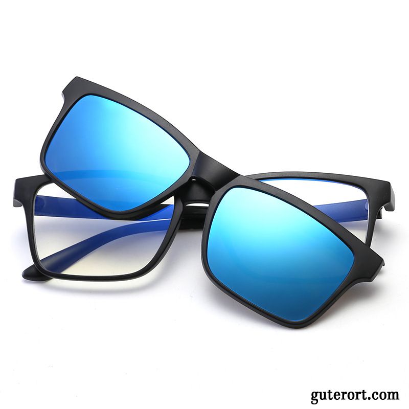 Sonnenbrille Damen Sonnenbrillen Herren Polarisator Doppelnutzen Kurzsichtigkeit Blau Silber Schwarz
