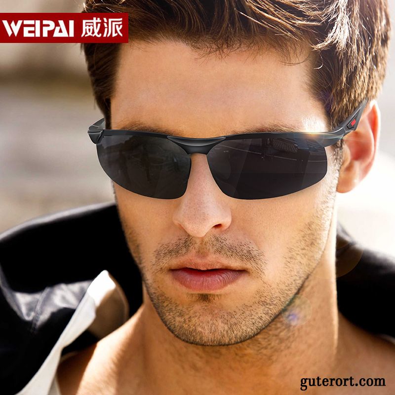 Sonnenbrille Herren Fahren Aluminium Magnesium Polarisator 2019 Sonnenbrillen Trend Schwarz