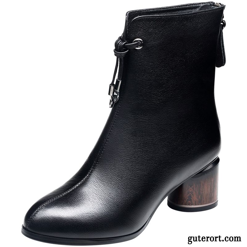 Stiefel Damen Dick Schuhe Baumwolle Schuhe Herbst Winter Kurze Stiefel Schwarz